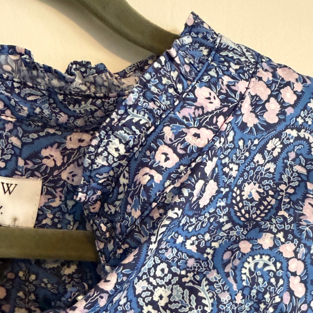 J. Crew Blue and White Paisley Blouse with liberty fabric - Picture 4 of 10